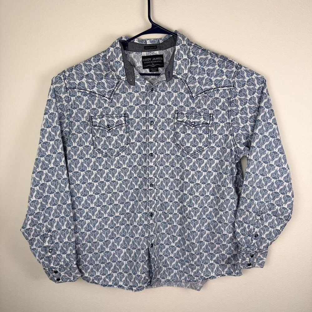 Cody James Mens XXL Western Floral Button up Shirt Regular Fit Pear Snaps